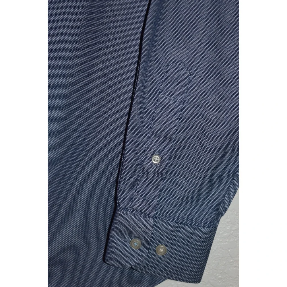 Banana Republic Grant Fit Blue Non-Iron Cotton Stretch Dress Shirt Medium Mens